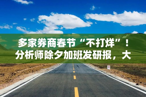 多家券商春节“不打烊”！分析师除夕加班发研报，大年初一会议场次达20多场