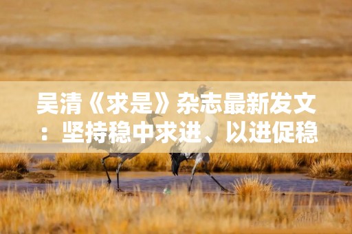吴清《求是》杂志最新发文：坚持稳中求进、以进促稳