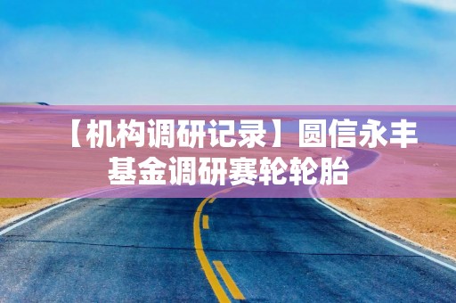 【机构调研记录】圆信永丰基金调研赛轮轮胎