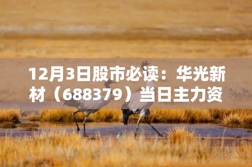 12月3日股市必读：华光新材（688379）当日主力资金净流入343.34万元，占总成交额6.3%