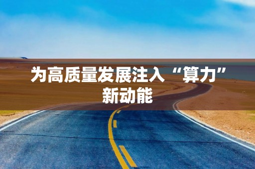 为高质量发展注入“算力”新动能