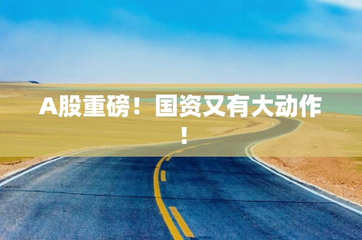 A股重磅！国资又有大动作！