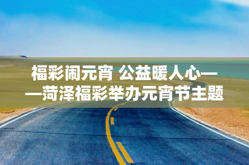 福彩闹元宵 公益暖人心——菏泽福彩举办元宵节主题公益宣传活动