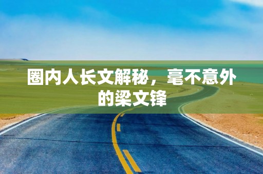 圈内人长文解秘，毫不意外的梁文锋