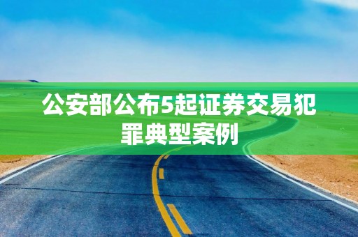 公安部公布5起证券交易犯罪典型案例