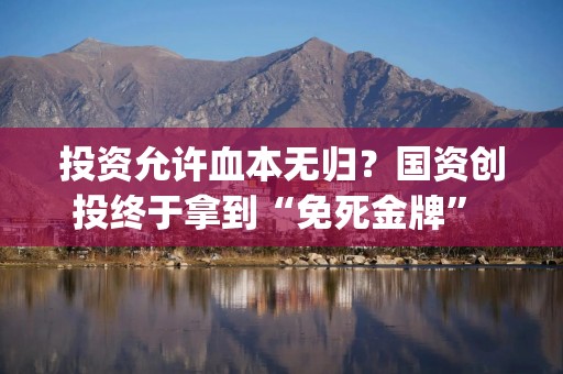 投资允许血本无归？国资创投终于拿到“免死金牌” | 马上评