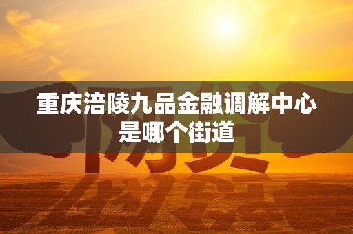 重庆涪陵九品金融调解中心是哪个街道