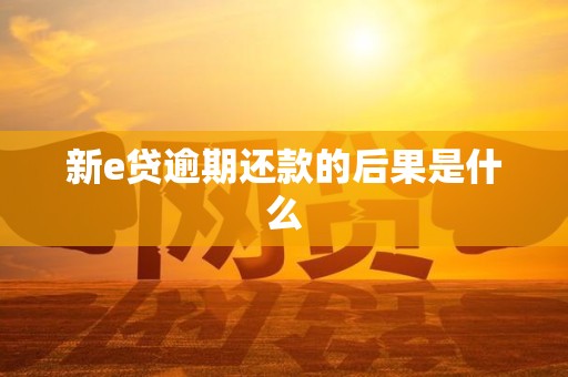 新e贷逾期还款的后果是什么