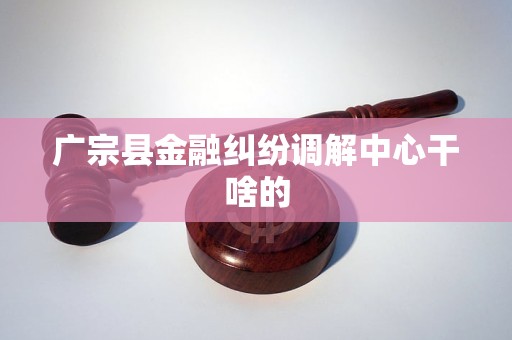 广宗县金融纠纷调解中心干啥的
