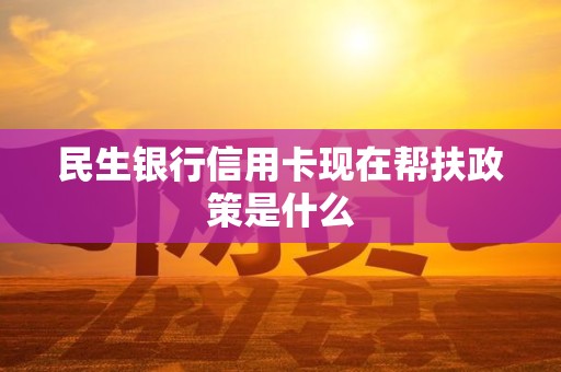 民生银行信用卡现在帮扶政策是什么