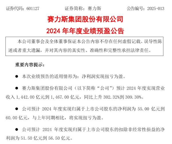 问界M9爆卖让赛力斯赢麻了，转型后首次全年盈利