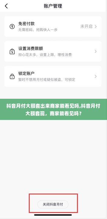 抖音月付大额套出来商家能看见吗,抖音月付大额套现，商家能看见吗？