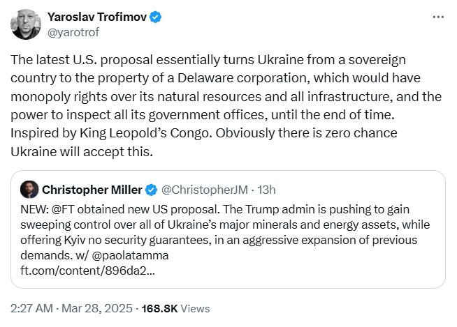 美国提出新矿产协议，要求独占乌克兰关键矿产，大幅提高要价且不给安全保障