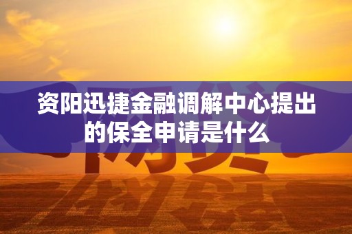 资阳迅捷金融调解中心提出的保全申请是什么