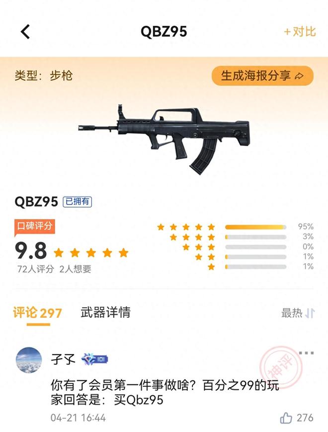 《穿越火线》QBZ95的口碑为什么那么好?毕竟都很少见到人用了
