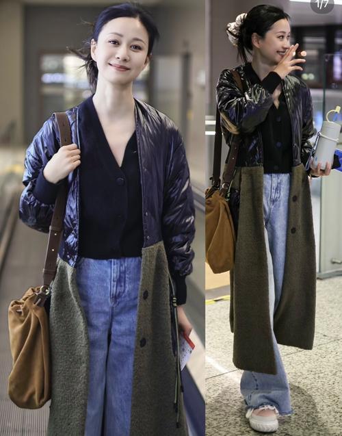 47岁倪虹洁机场被偶遇,穿牛仔裤好随意,素颜出镜却明媚似少女!