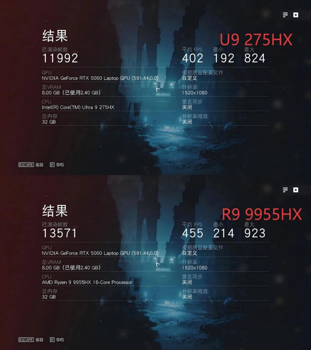 AMD 锐龙9 9955HX与酷睿Ultra 9 275HX,谁才是玩家的“帧香”选择?